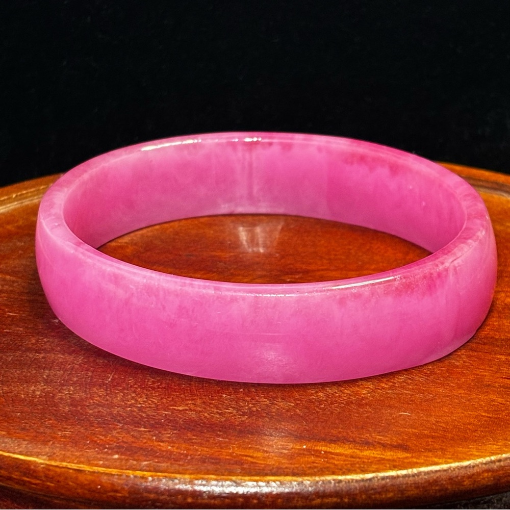 Resin Oval Pink Bangle Bangle, Artisan with slight Marble Effect imperfections